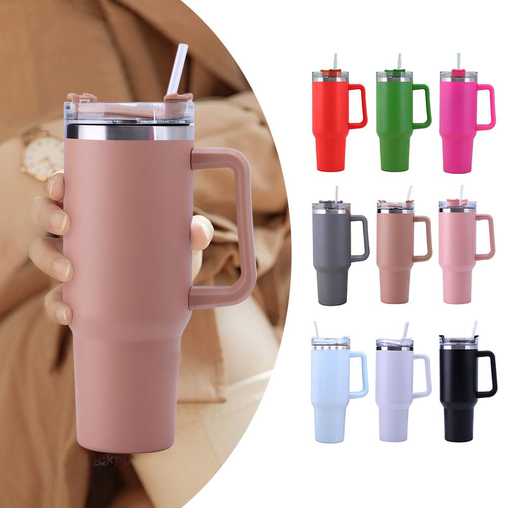 30OZ Straw Coffee Insulation Cup With Handle Portable Car Stainless Steel Water Bottle LargeCapacity Travel BPA Free Thermal Mug - TJD COFFEE AND TEA