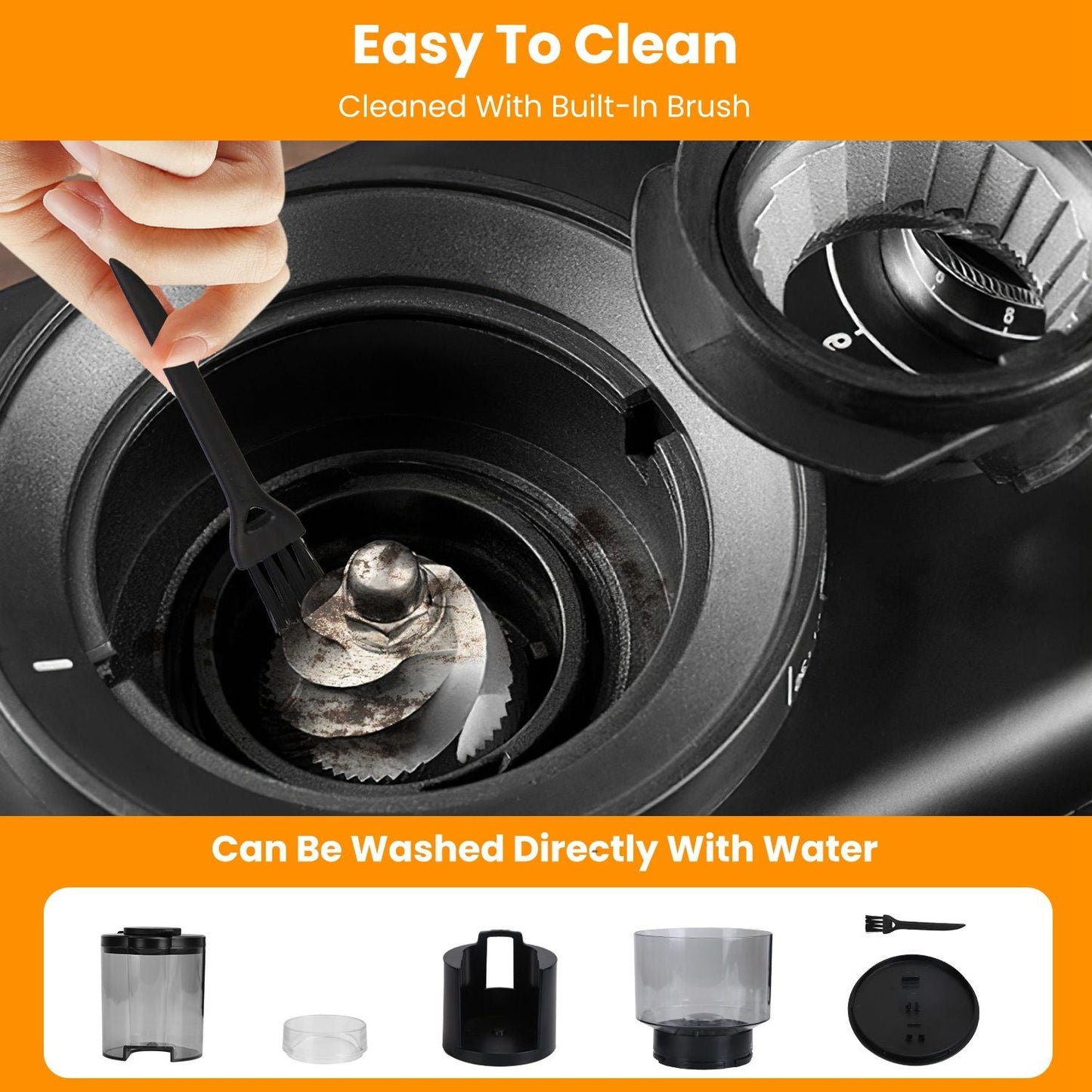 Conical Burr Coffee Grinder Electric Coffee Bean Grinder with 25 Grind Settings 12 Cups Selection for Drip/Percolator/French Press/Espresso/Cold Brew/Pour Over - TJD COFFEE AND TEA