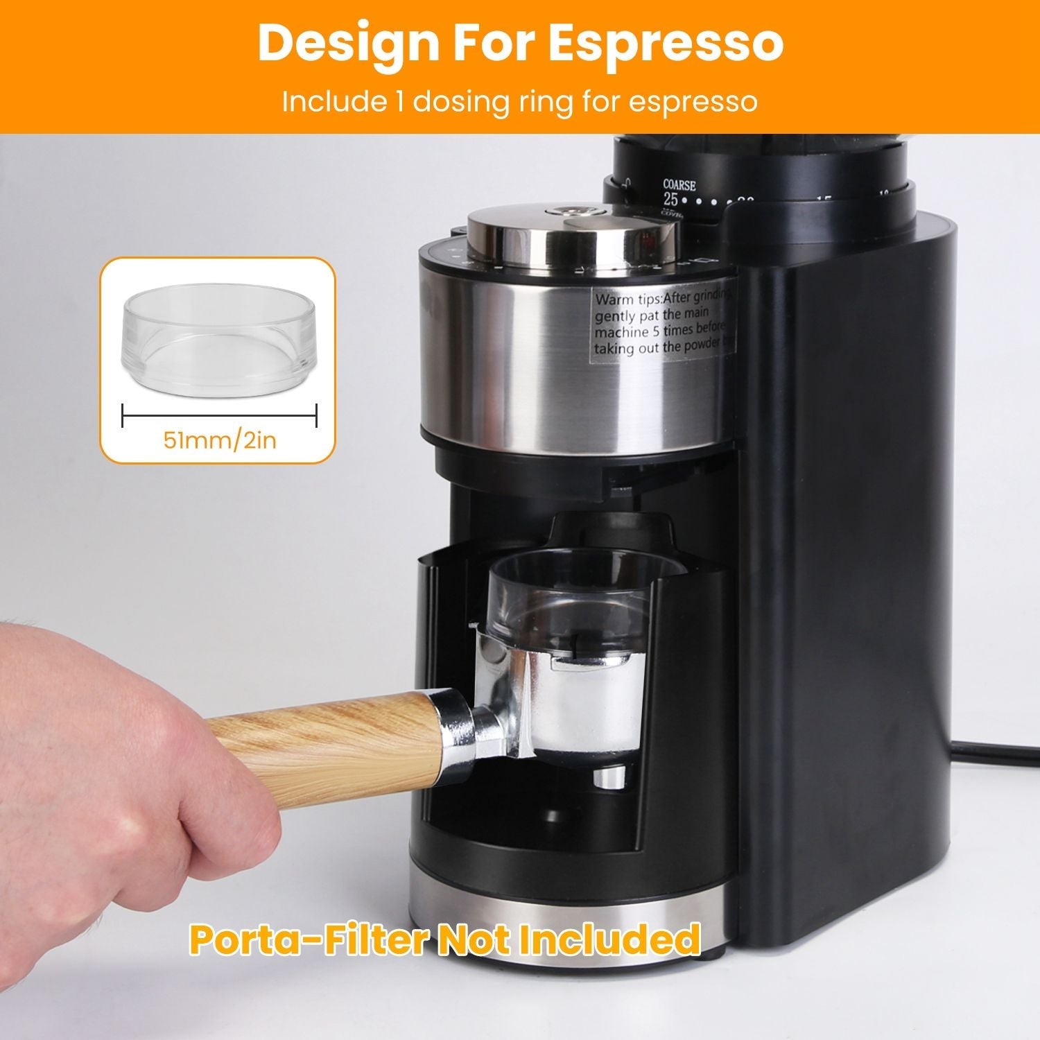 Conical Burr Coffee Grinder Electric Coffee Bean Grinder with 25 Grind Settings 12 Cups Selection for Drip/Percolator/French Press/Espresso/Cold Brew/Pour Over - TJD COFFEE AND TEA