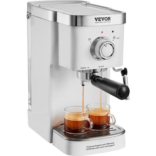 VEVOR Espresso Coffee Machine, 15Bar Semi - Automatic Espresso Maker with Milk Frother Steam Wand, Professional Cappuccino Latte Machine with High - Power Boiler & Removable Water Tank, NTC Control System - TJD COFFEE AND TEA