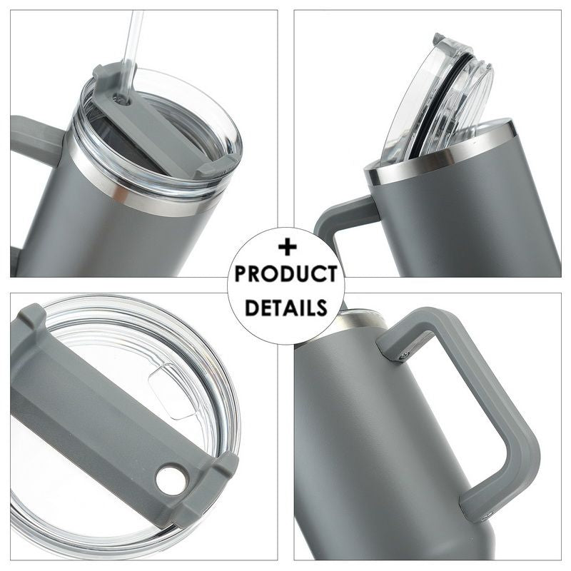 30OZ Straw Coffee Insulation Cup With Handle Portable Car Stainless Steel Water Bottle LargeCapacity Travel BPA Free Thermal Mug - TJD COFFEE AND TEA