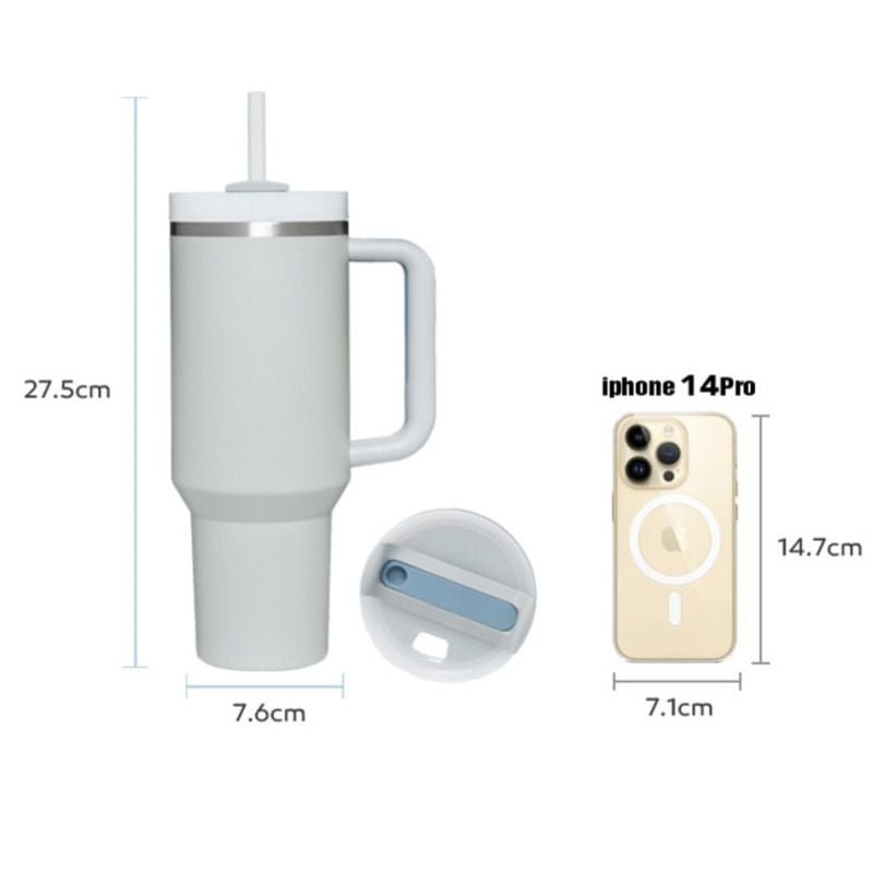 30OZ Straw Coffee Insulation Cup With Handle Portable Car Stainless Steel Water Bottle LargeCapacity Travel BPA Free Thermal Mug - TJD COFFEE AND TEA