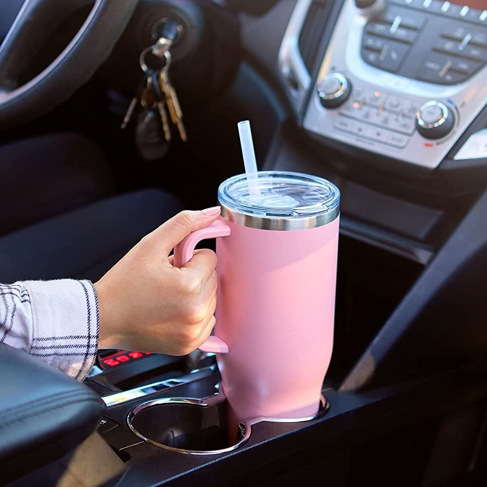 30OZ Straw Coffee Insulation Cup With Handle Portable Car Stainless Steel Water Bottle LargeCapacity Travel BPA Free Thermal Mug - TJD COFFEE AND TEA