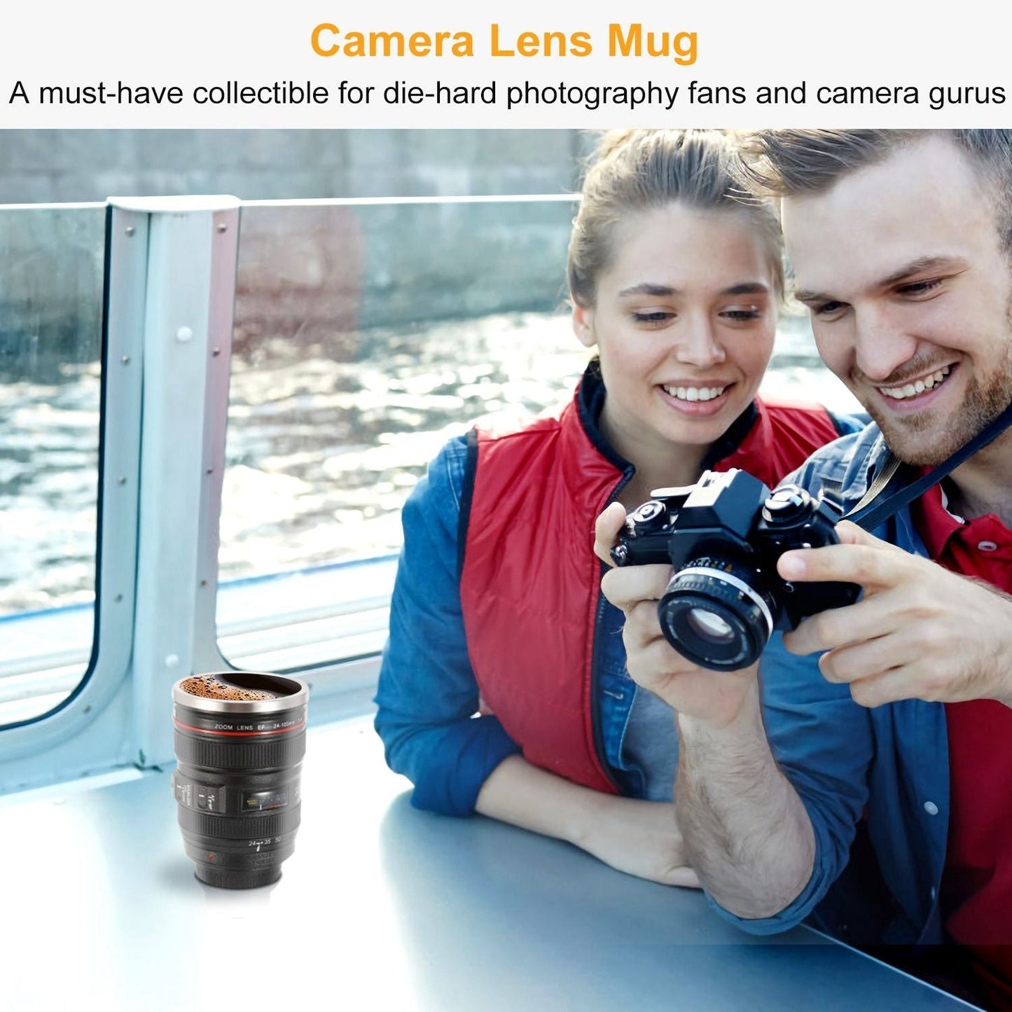 Camera Lens Coffee Mug Cup 13.6oz Food - Grade Stainless Steel Travel Photography Insulated Mug for All Ages - TJD COFFEE AND TEA