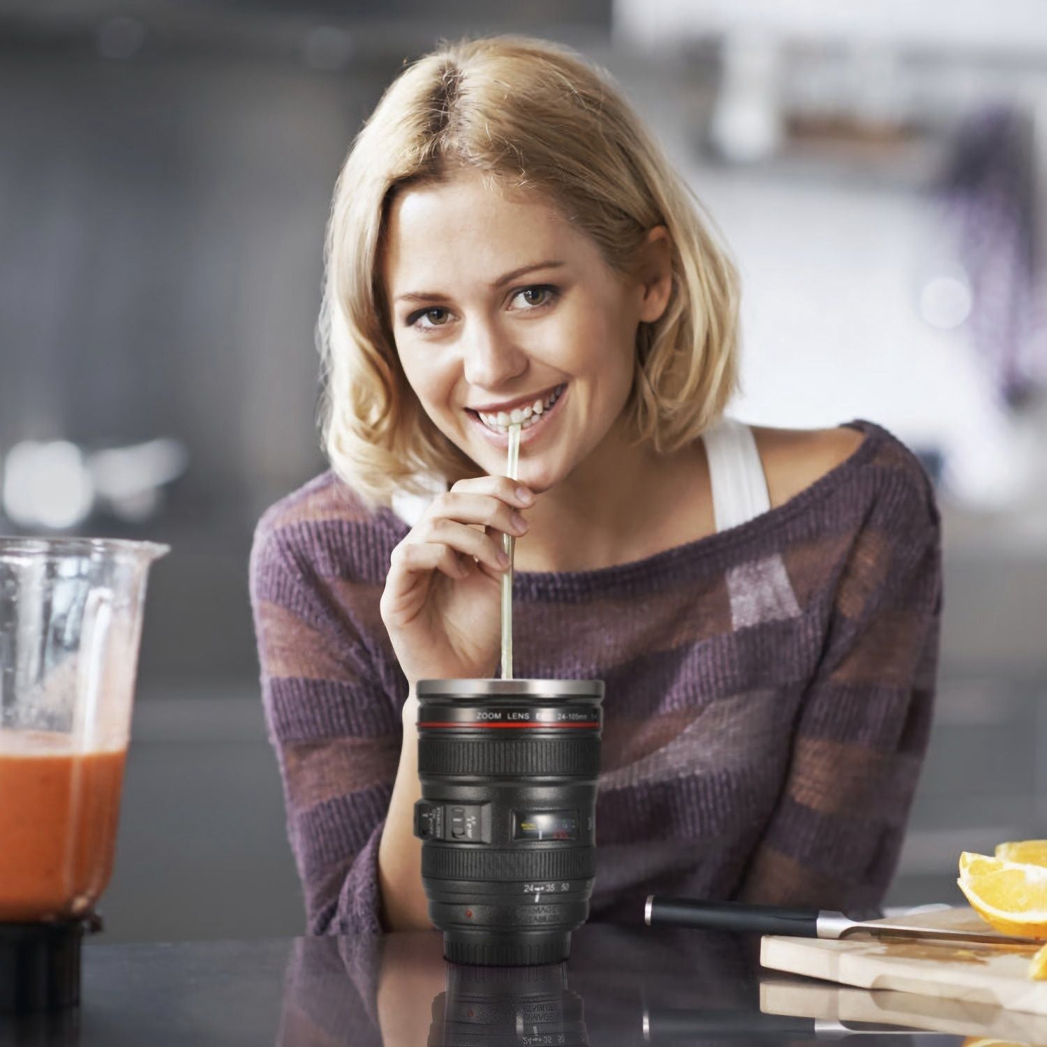 Camera Lens Coffee Mug Cup 13.6oz Food - Grade Stainless Steel Travel Photography Insulated Mug for All Ages - TJD COFFEE AND TEA