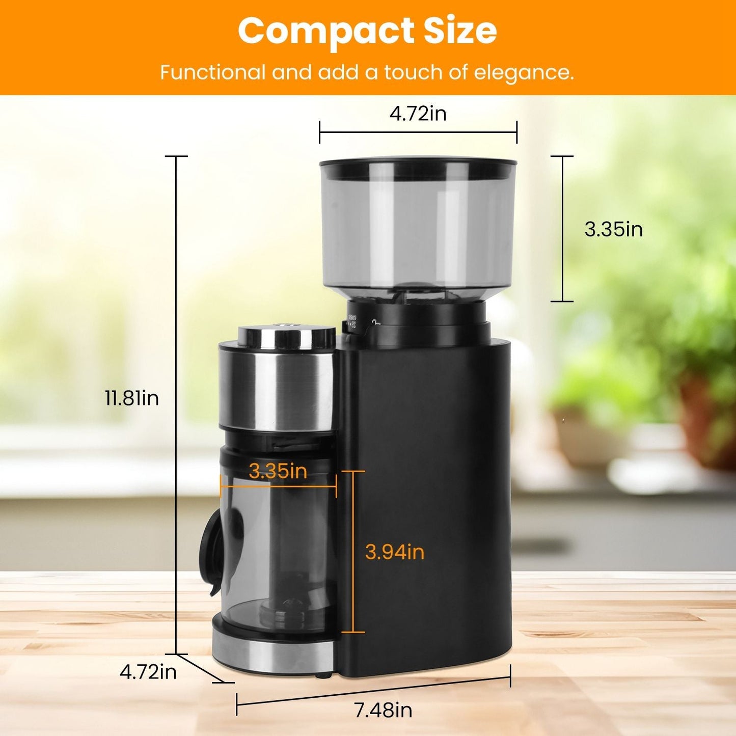 Conical Burr Coffee Grinder Electric Coffee Bean Grinder with 25 Grind Settings 12 Cups Selection for Drip/Percolator/French Press/Espresso/Cold Brew/Pour Over - TJD COFFEE AND TEA