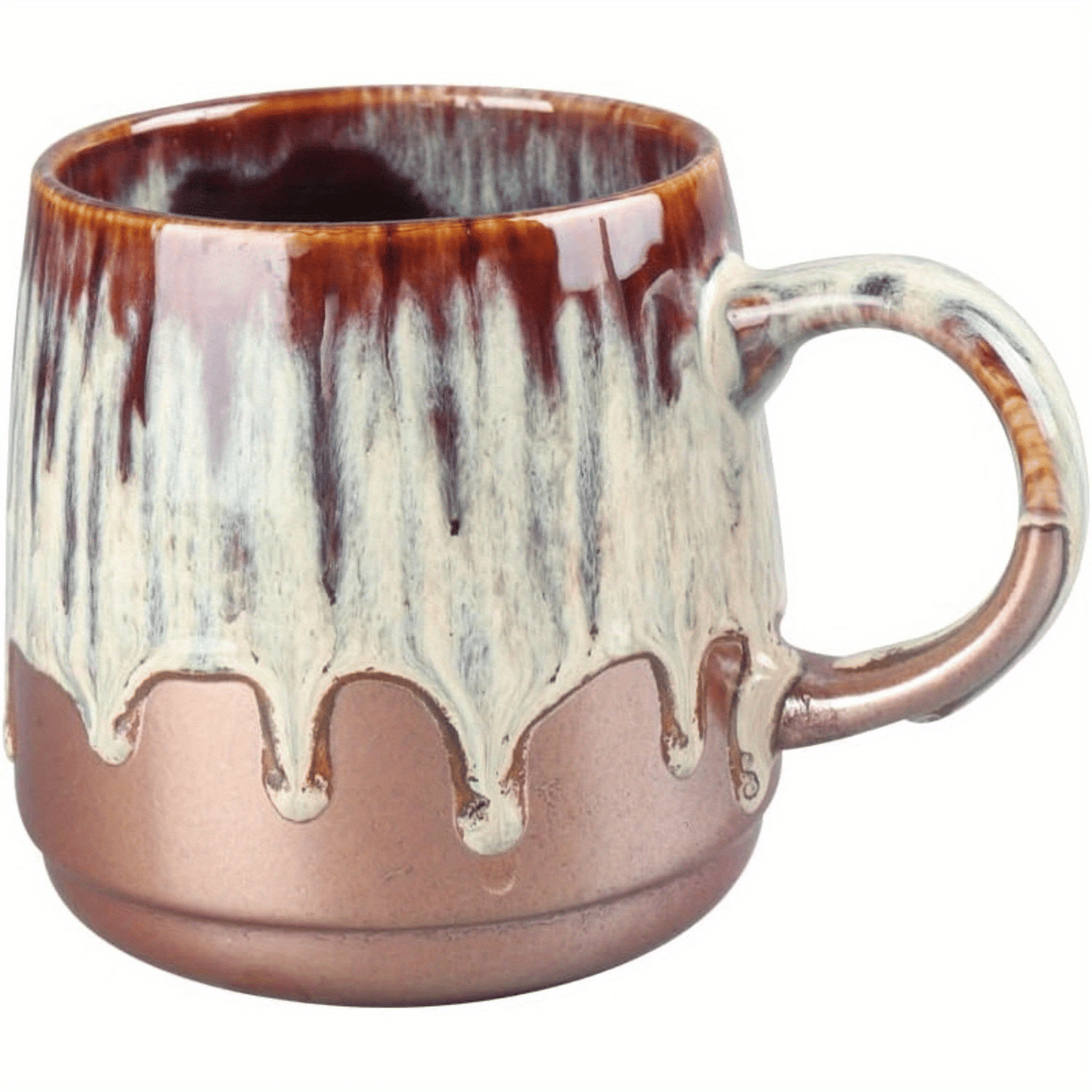 Large Ceramic Coffee Mug, 21 Oz, Gilt Beige Blue Tea Cup for Office and Home, Dishwasher and Microwave Safe - TJD COFFEE AND TEA