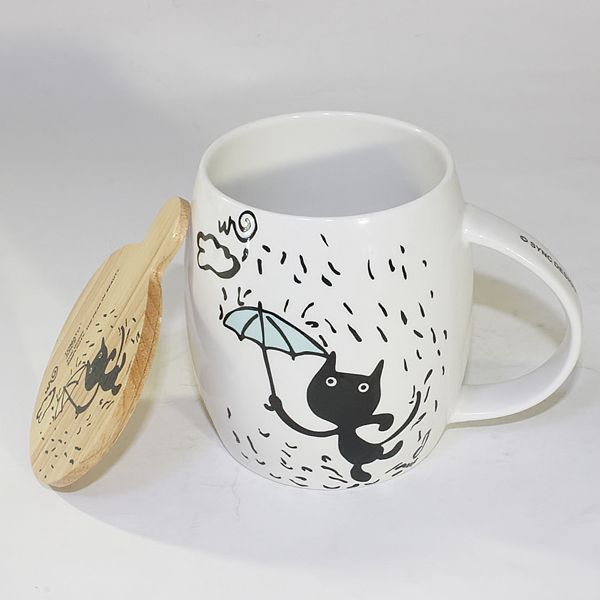 SYNC - [Kitty Rain] Coffee Mug / Wood Lid (4.2 inch height) - TJD COFFEE AND TEA