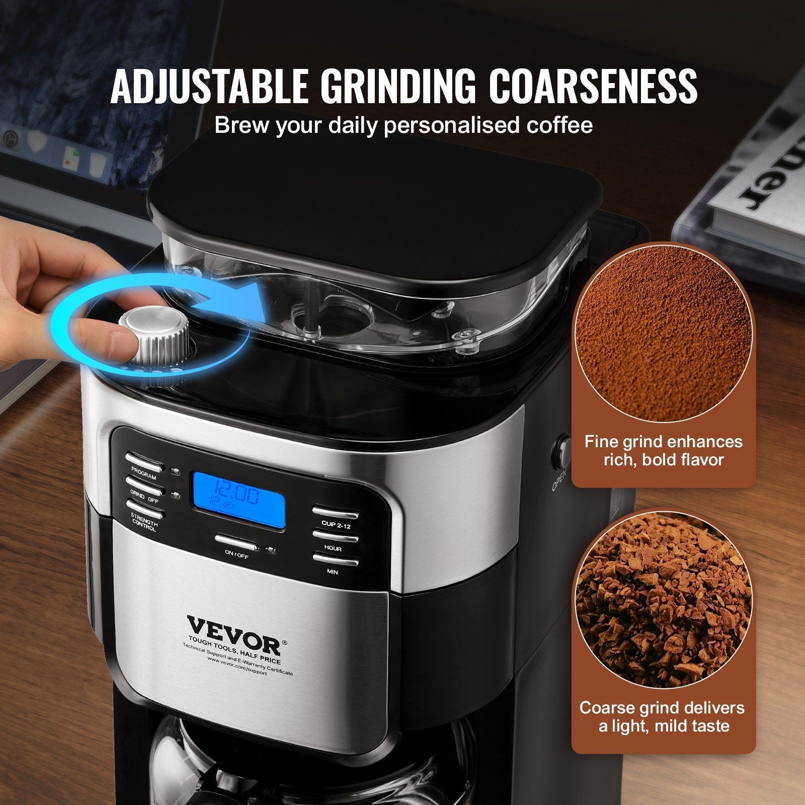 VEVOR 12 - Cup Coffee Maker Drip Coffee Machine with 24 - Hour Timer for Auto Brew - TJD COFFEE AND TEA